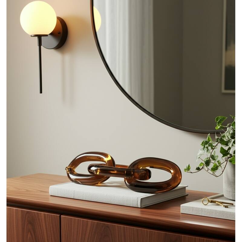 Glass Sculpture Chain Link Figurine for Home Decor - 13" Brown - 13" x 3.5" x 1" - Brown - 13" x 3.5" x 1"