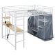 preview thumbnail 28 of 78, Modern Loft Bed with Desk & Wardrobe, Metal Loft Bed Frame with Shelves, USB Power Outlet, LED Light, for Kids Teens Adults
