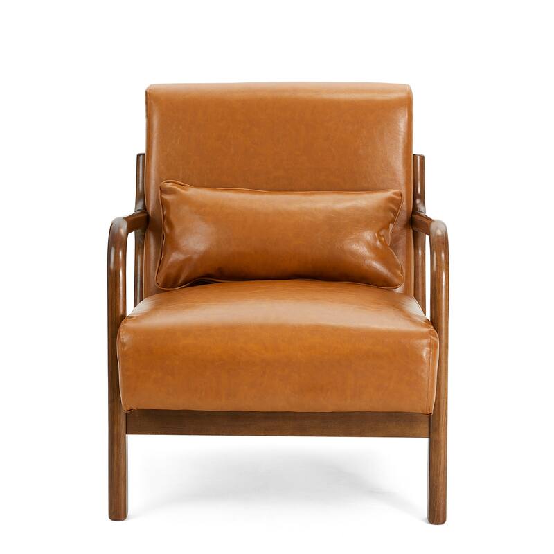 Glitzhome Set of 2 30.75"H Mid-Century Modern PU Leather Accent Chairs - 25.75"W x 33.75"D x 30.75"H