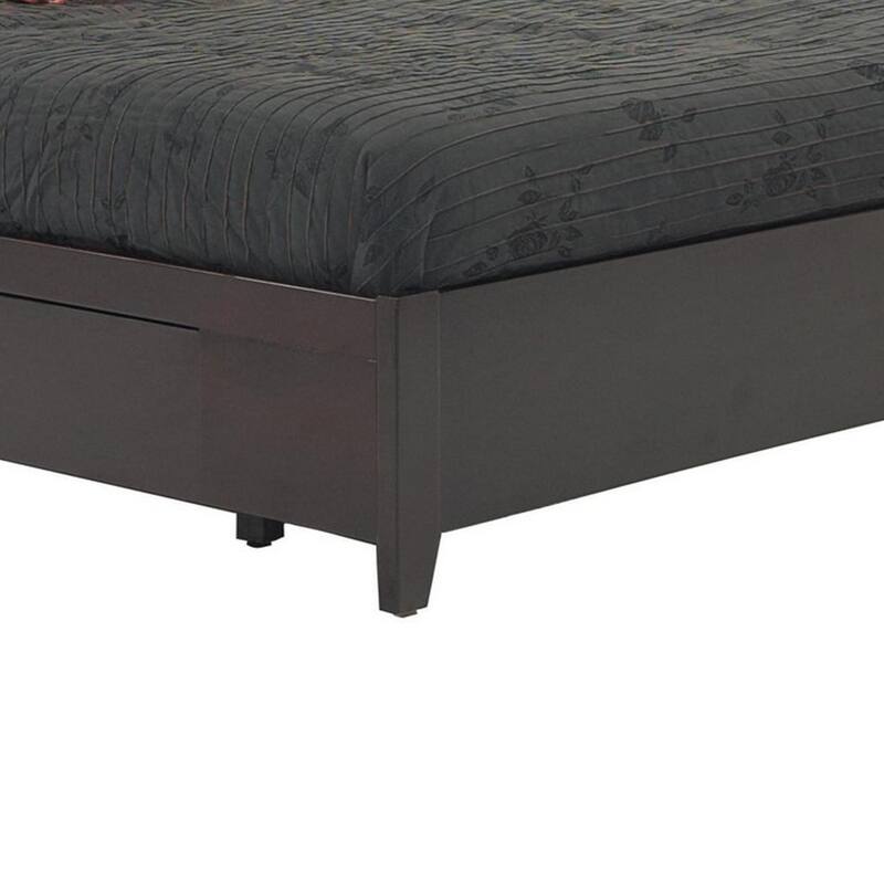Klio Queen Size Bed, 4 Storage Drawers, Low Profile, Dark Brown Mahogany