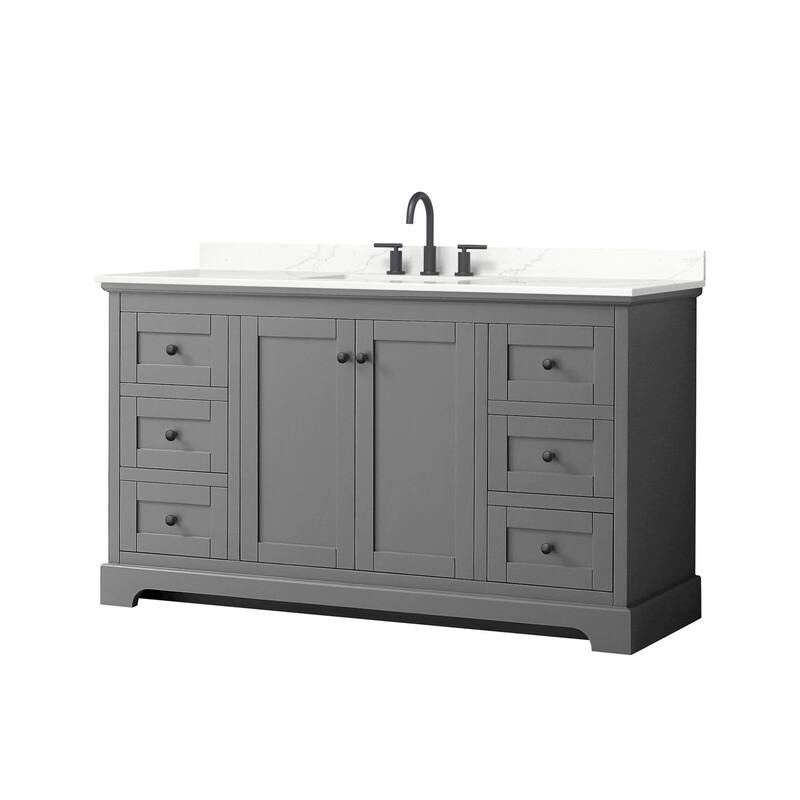 Wyndham Collection WCV232360S-QTZ-US3MXX Avery 60" Free Standing - Dark Gray / Giotto Quartz Top / Matte Black