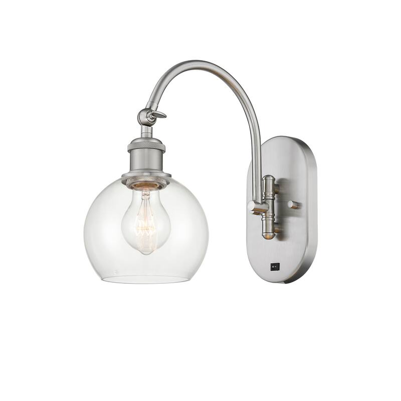 Innovations Lighting 518-1W-12-6 Athens Sconce Athens 12" Tall Wall - Brushed Satin Nickel / Clear