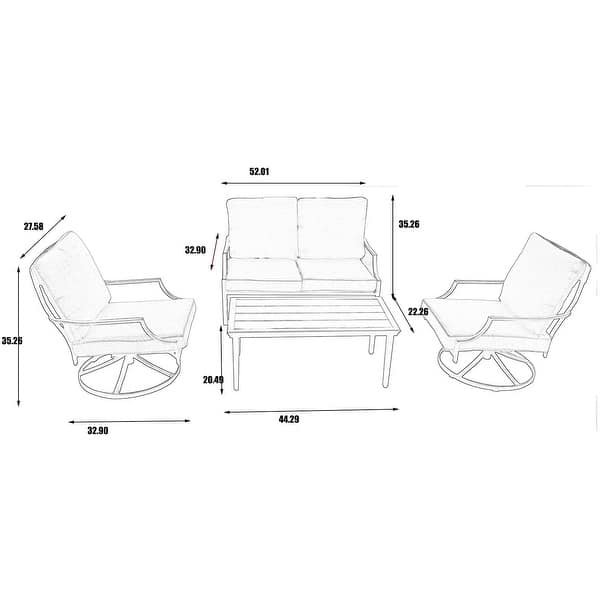 Patio Iron Swivel Chairs Set with Table for Garden Backyard Bed Bath