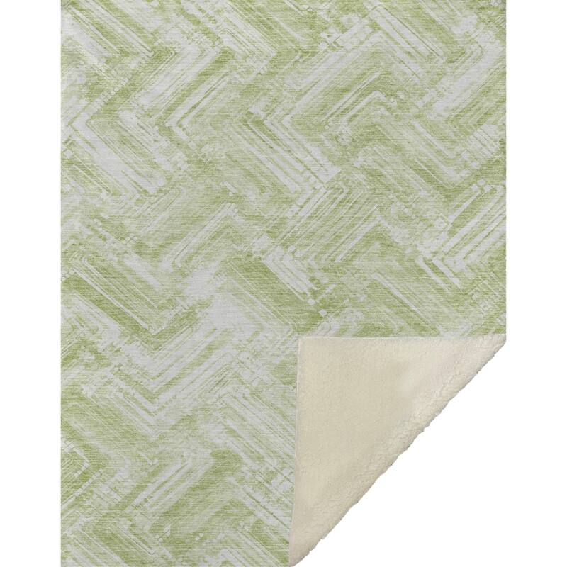 Premium Machine Washable Modern Chevron Sherpa Throw Blanket