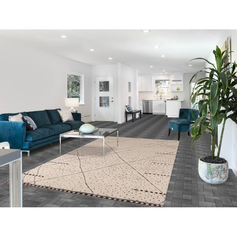 Striped Moroccan Area Rug Handmade Wool Carpet - 5'8" x 9'8"