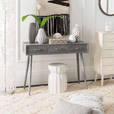 SAFAVIEH Albus Slate Grey 3-drawer Console Table - 41.8" x 14.3" x 32"