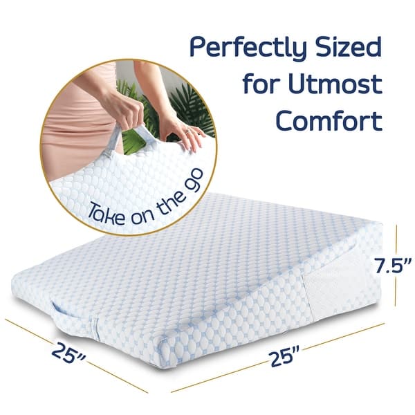 Avana Contoured Bed Wedge 24 Support Pillow with Gel-Infused Memory Foam  and Cooling Tencel Cover