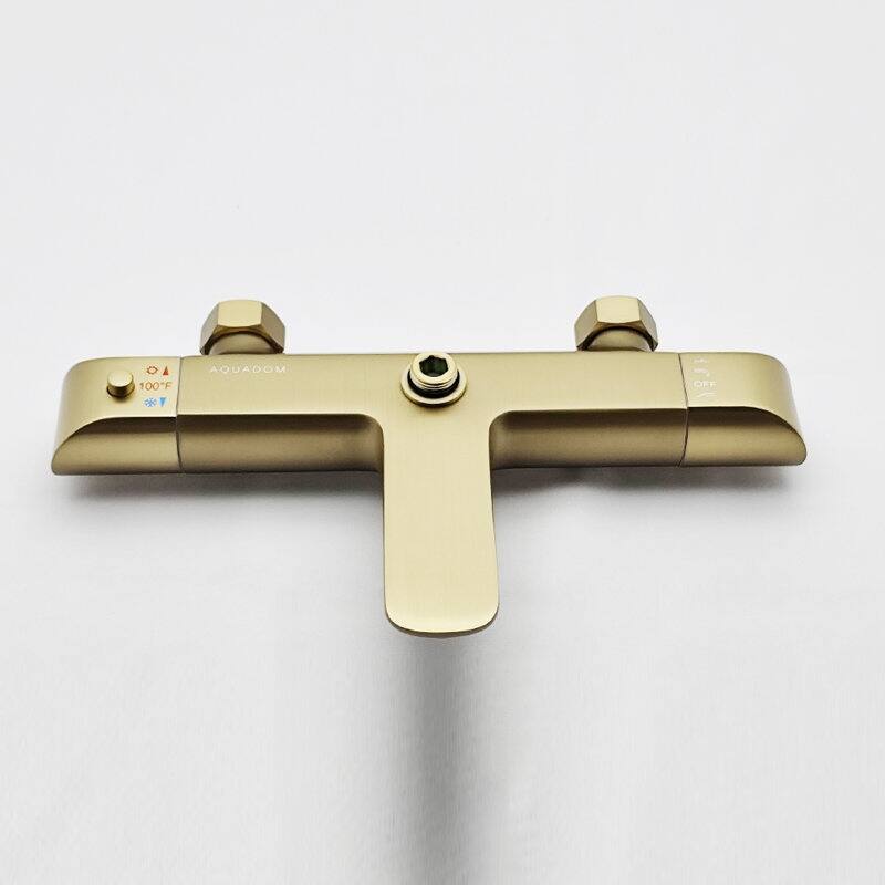 Zen, Thermostatic Exposed Shower Pipe System, Round 10" Rain Shower Head, 3 Functions Hand Shower and Tub Spout, 2.5 Gpm.