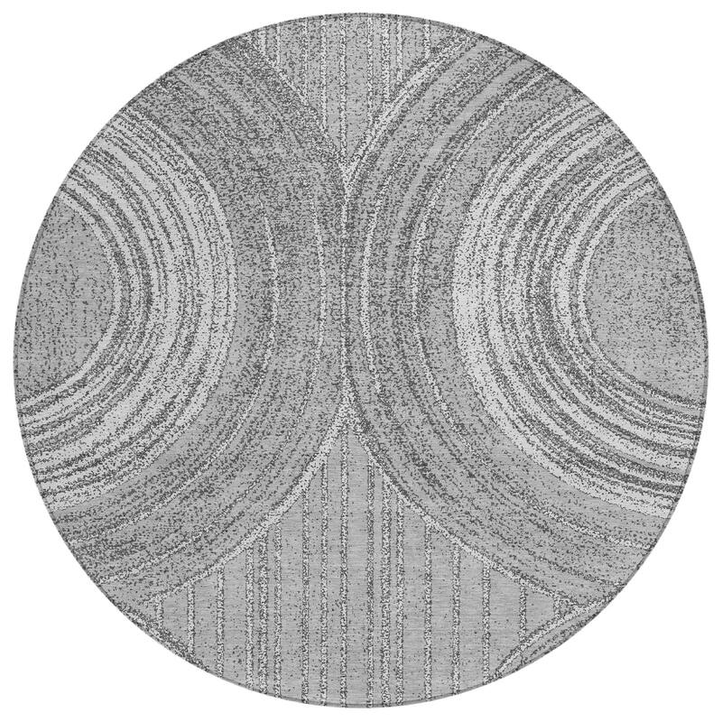 Machine Washable Indoor/ Outdoor Modern Trax Chantille Rug