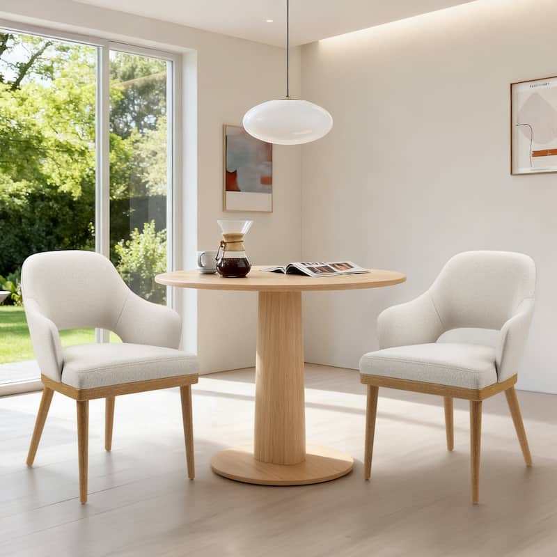 Upholstered Farmhouse Dining Chairs Modern Fabric Kitchen Side Chairs Wooden Back