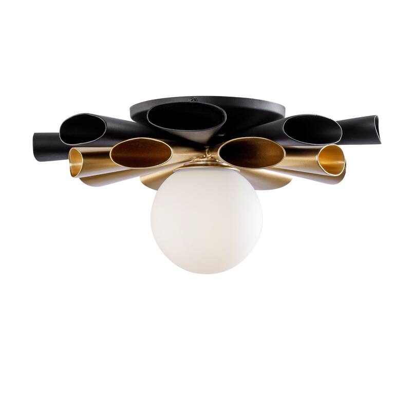 Varaluz Daphne 1-Light Convertible Flush Mount/Sconce - Matte Black/French Gold