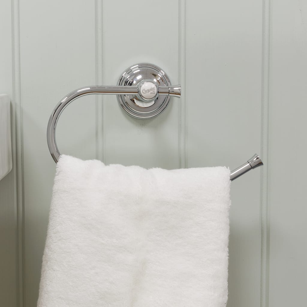 Croydex 1919 Flexi-Fix Screw or Glue Towel Ring Holder, Wall Mount (9.6x6.3in)