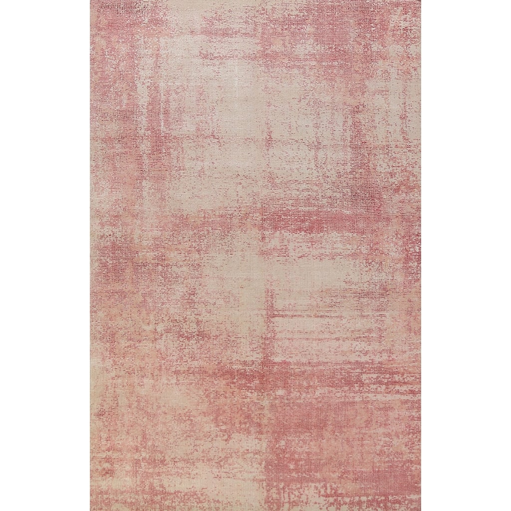 Modern Abstract Indian Area Rug Handmade Wool Carpet - 4'10"x 8'1"