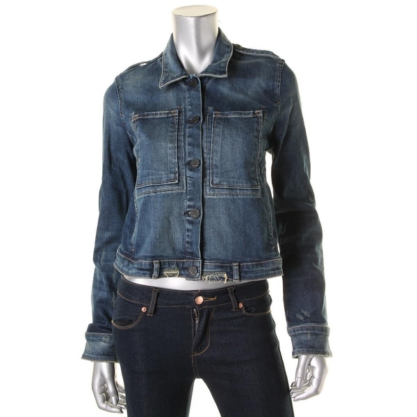 Shop McGuire Womens Agnelli Denim Jacket Destroyed Button-Up - Free Shipping Today - Overstock ...