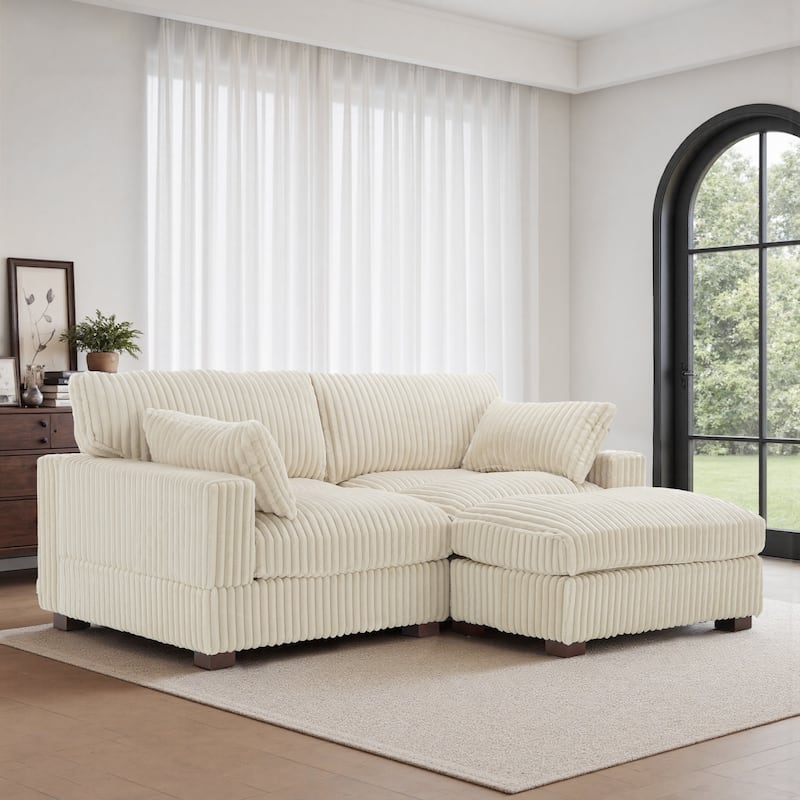 Oversized Plush Modular Sectional Sofa Couch with Ottoman