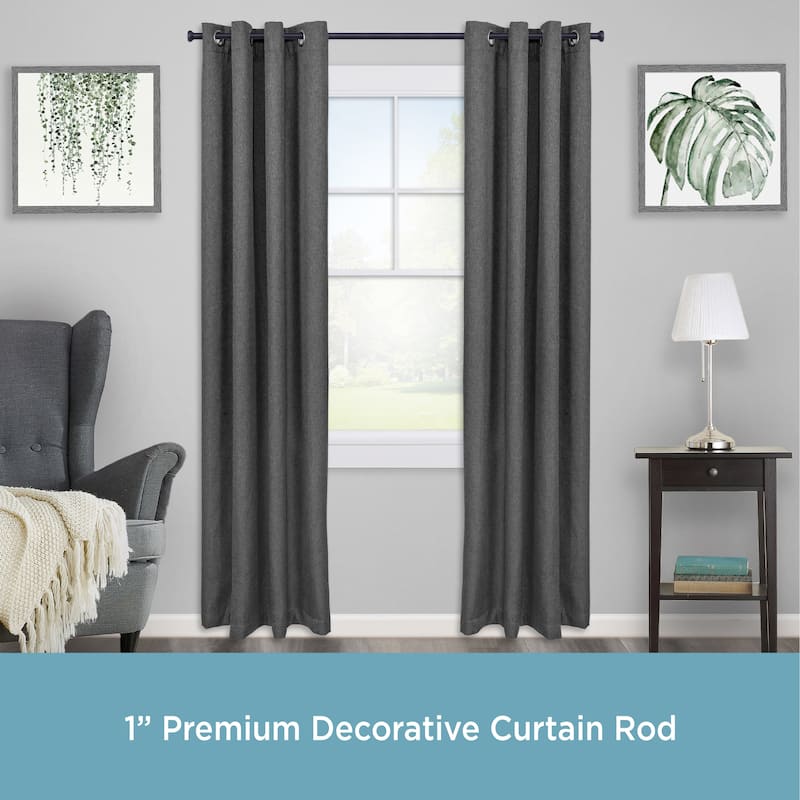 Kenney® Weaver 1" Premium Decorative Window Curtain Rod, 28-48", Black