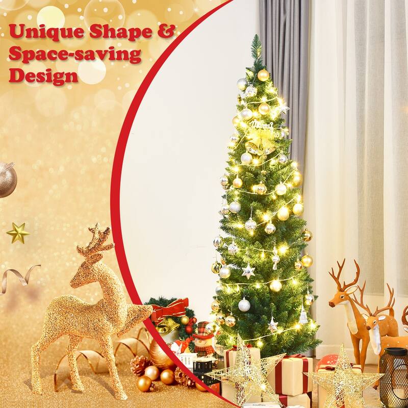 Gymax 6' PVC Artificial Christmas Tree Holiday Decor Slim Pencil Tree