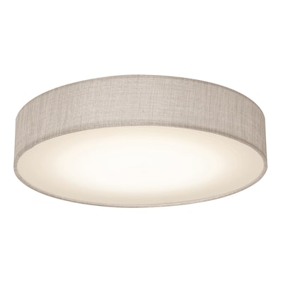 Ashland 12-in. Round White LED Flush Mount w/ Grey Fabric Shade