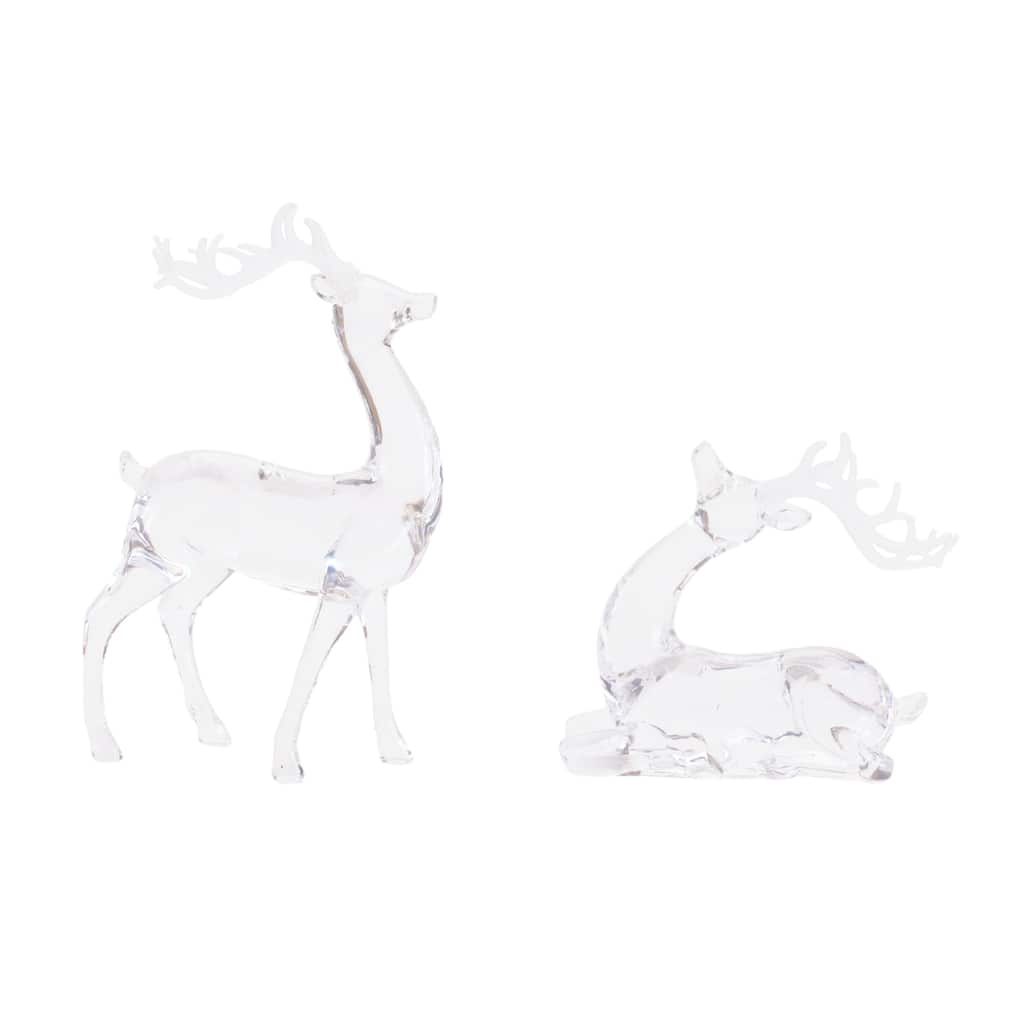 Clear Acrylic Deer Figurines (Set of 2)
