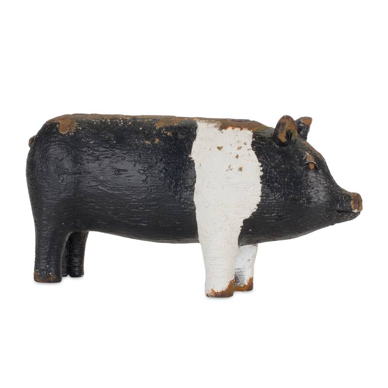 Set of Four Black and White Farm Animal Polyresin Tabletop Candleholders - One Size