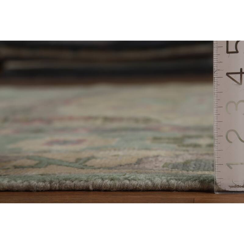 Hand Knotted Oriental 100% Wool Carpet Transitional Medallion Green Oushak Area Rug - 10' 0'' X 7' 6''