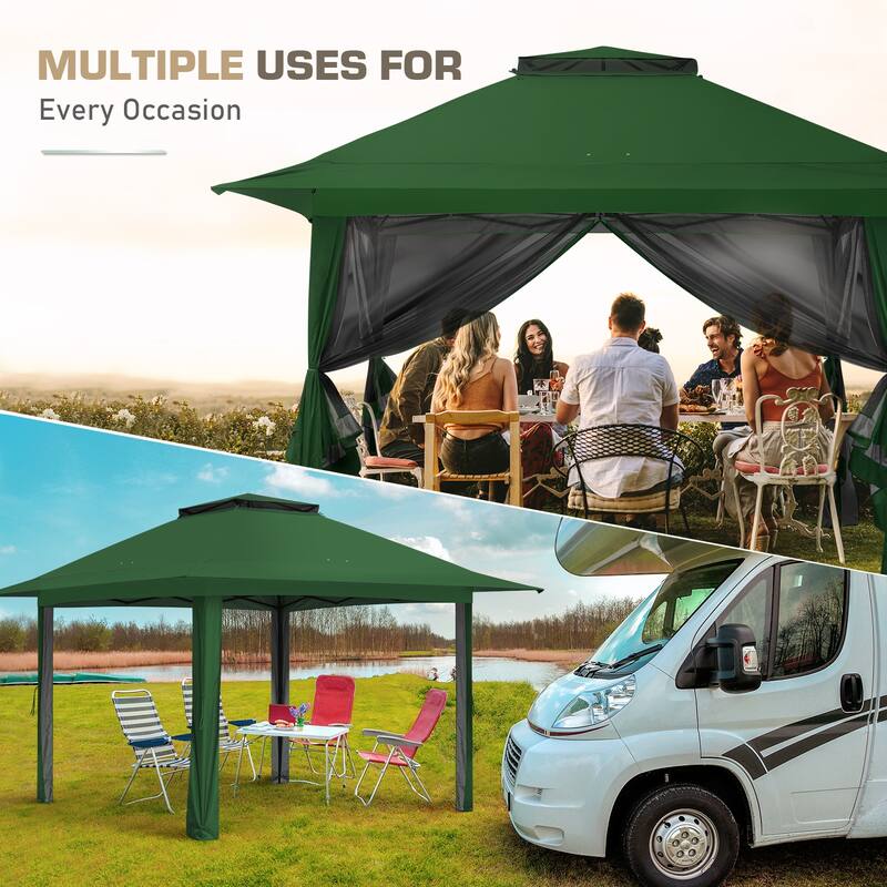 EAGLE PEAK 13x13 Pop Up Gazebo with Mosquito Netting, Easy Up Screened Canopy for Patio and Backyard, Easy Set-up Outdoor Gazebo