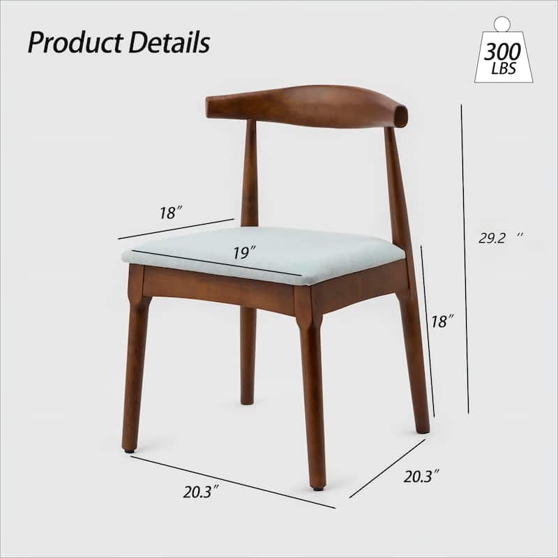Modern 2 Piece Fabric Solid Wood Kitchen Dining Chair with Cushions and Backrest for Dining Room Kitchen Living Room Bedroom