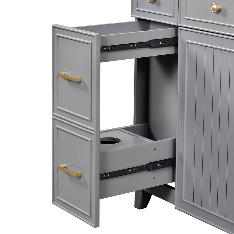 Bathroom Vanity with Sink, Vanity Set with Double-Layer & Standard Drawers, Bathroom Storage Cabinet with Adjustable Shelf