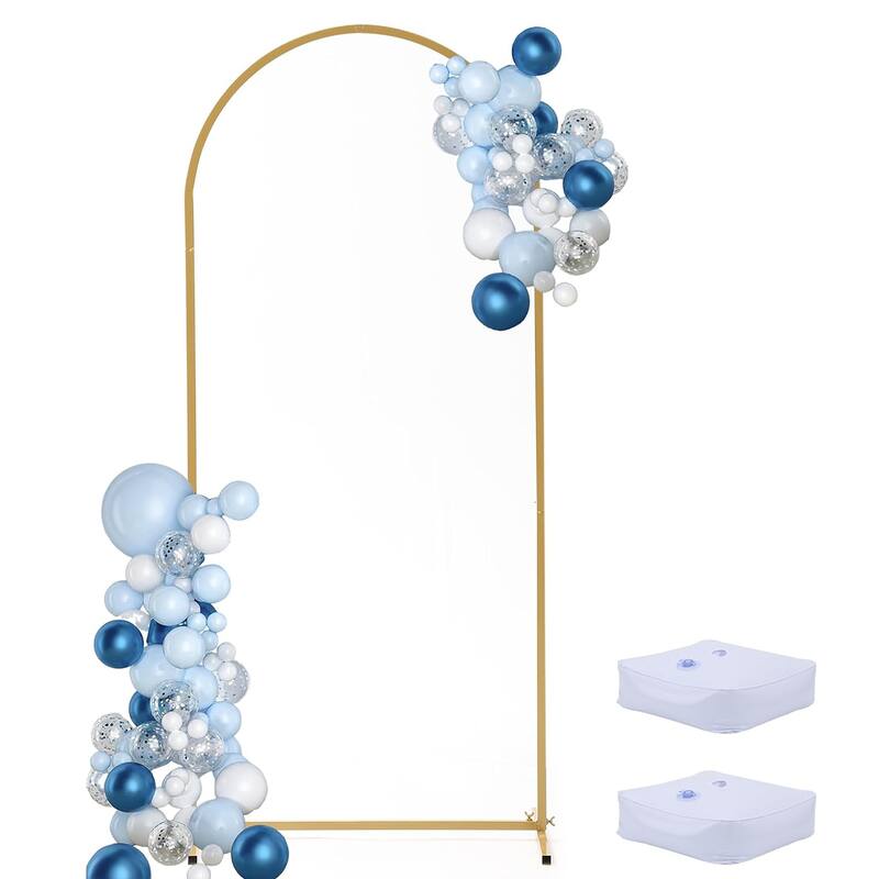 Metal Wedding Arch Backdrop Stand for Ceremony Birthday Party - Gold-6.6ftx3.3ft Arched