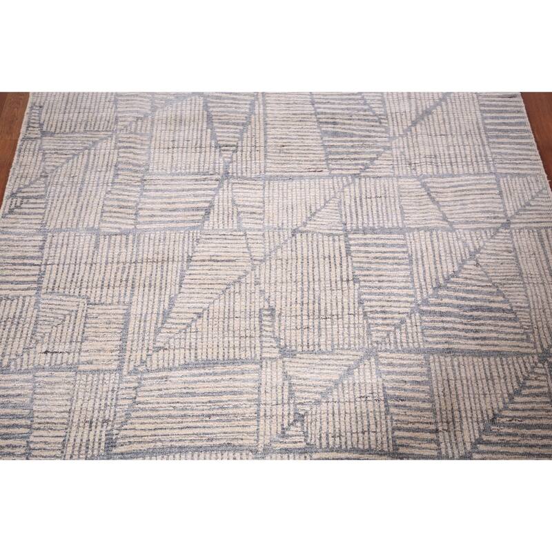 All-Over Modern Area Rug Handmade Abstract Wool Carpet - 5'4" x 7'6"