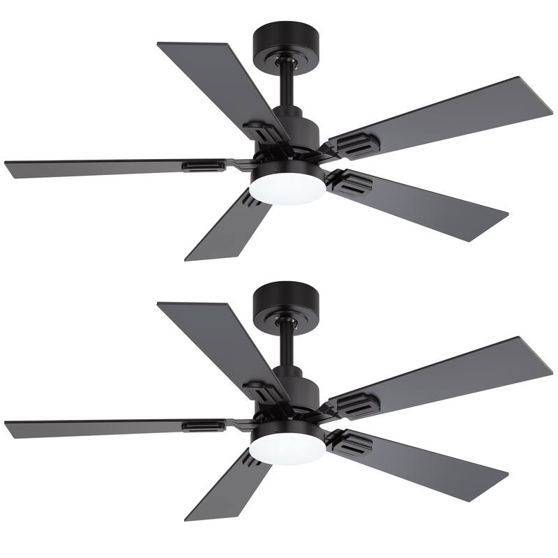 2 Set 42" Reversible 5-Blade Integrated LED Ceiling Fan with Light and Remote