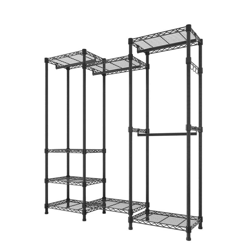 Freestanding Metal Wire Garment Rack Wardrobe Black