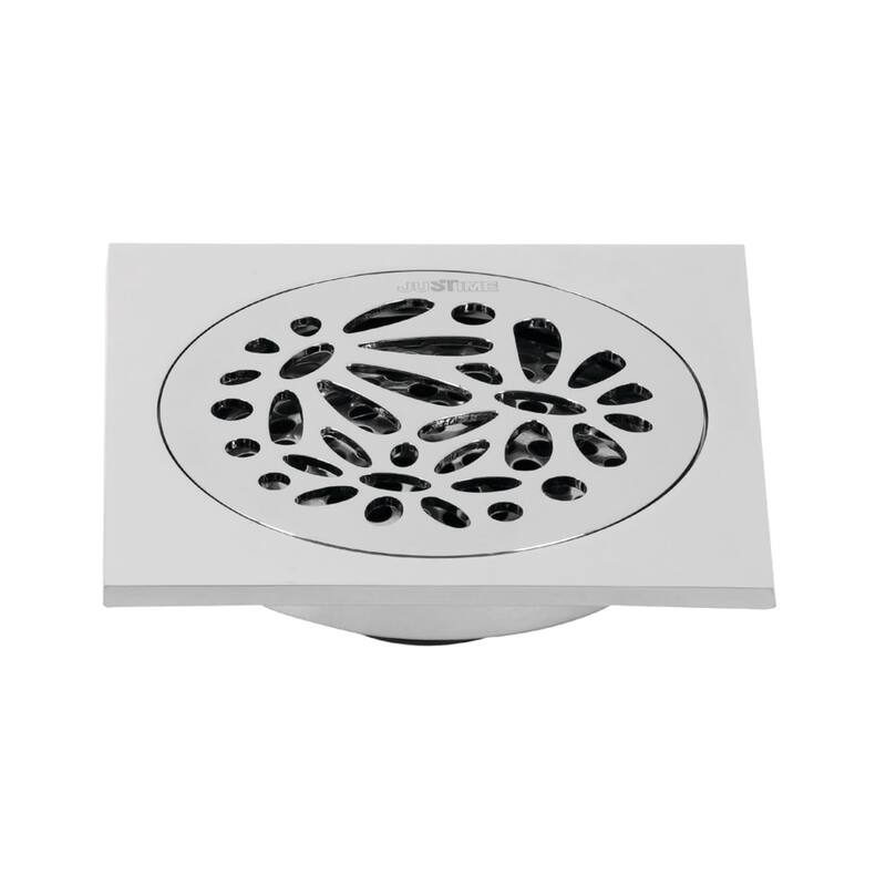 Kingston Brass Watercourse 4" Wide Floral Square Shower Drain
