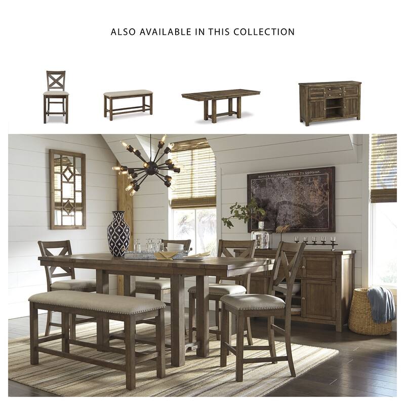 Moriville Counter Height Dining Bench - Beige/Brown