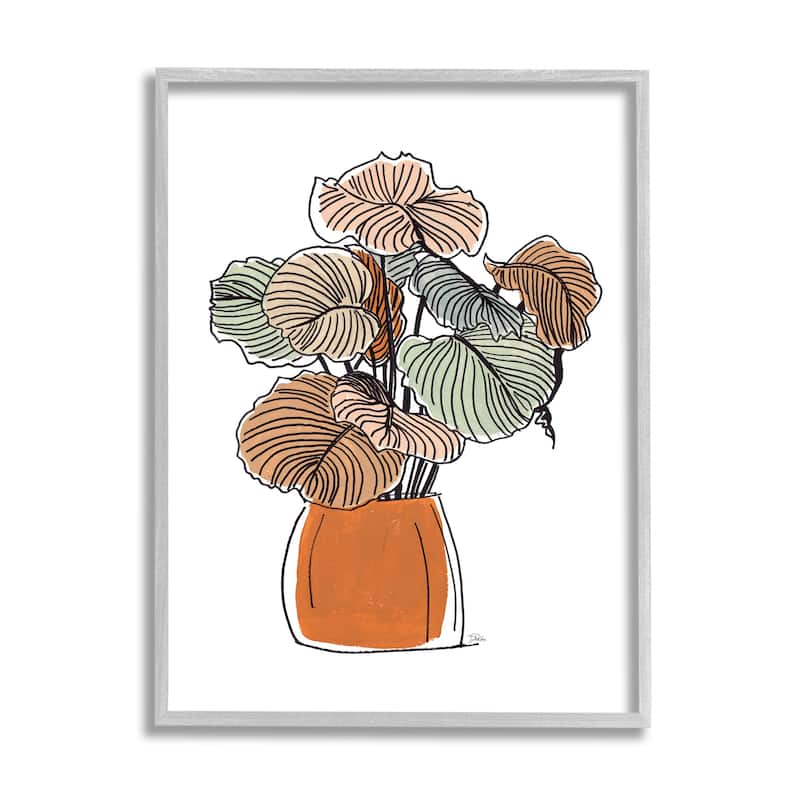 Stupell Playful Tropical Palms Philodendron House Plant Framed Wall Art - 16 x 20 - Grey