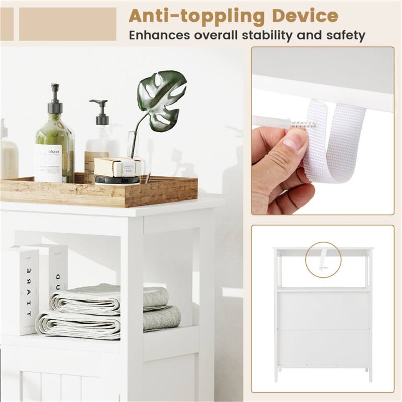 Modern Wooden Freestanding Floor Cabinet with Adjustable Storage Shelf for Bathroom or Living Room - 23.5" x 12" x 31.5"