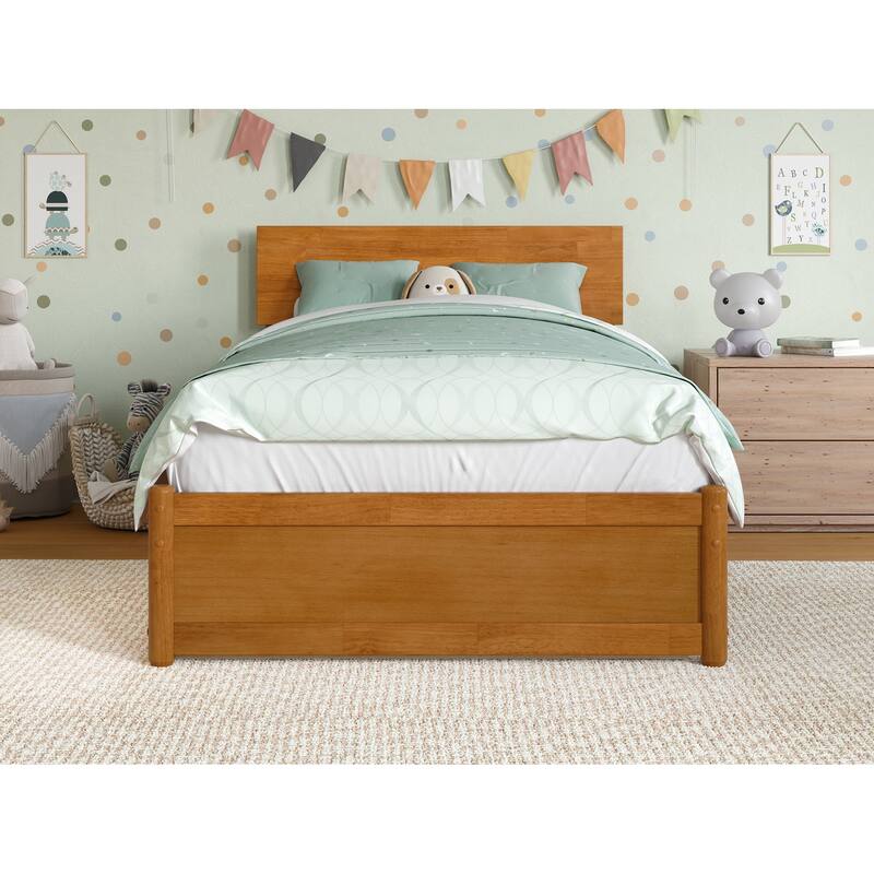 Wesley Platform Bed with Panel Footboard and Twin Trundle