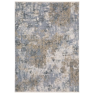 Style Haven Hendrix Faded Abstract Beige/ Blue Fringe Edge Area Rug ...
