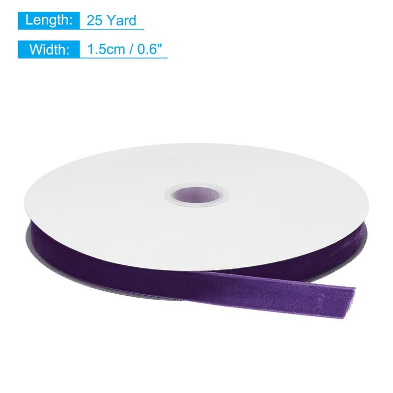 Velvet Ribbon 1 1/2 Inch Single Face Spool Silky for DIY Crafts - Deep Purple - 5/8 Inch x 25 Yard