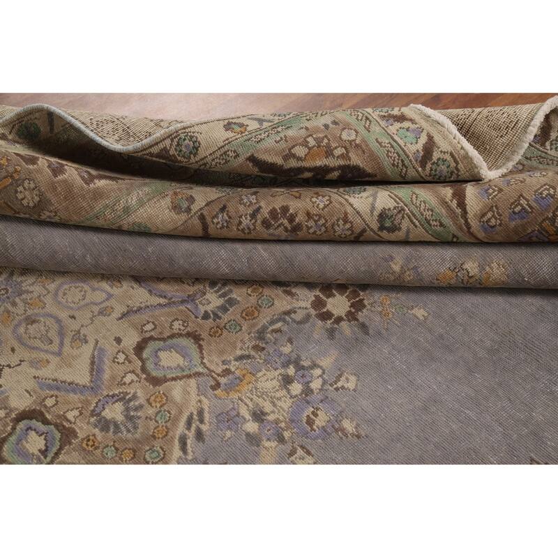 Gray Tabriz Persian Vintage Area Rug Handmade Wool Carpet - 8'0"x 11'4"