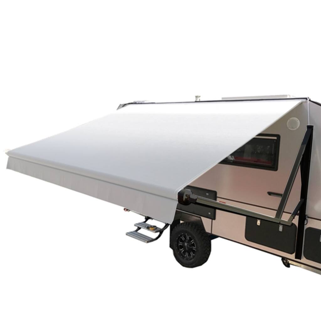 ALEKO Retractable 16 X 8 ft RV Awning or Patio Canopy Grey Fade