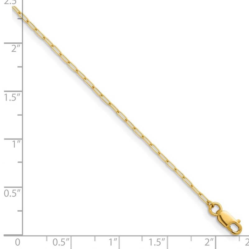 Curata Italian 14k Yellow Gold 1.4mm Oval Link Chain Necklace For Women (Lobster)