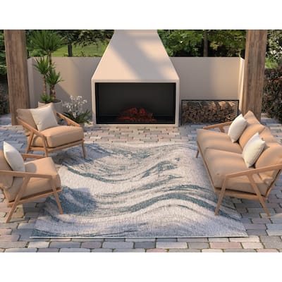 Bovence Global Wave Modern Indoor/ Outdoor Area Rug by Havenside Home