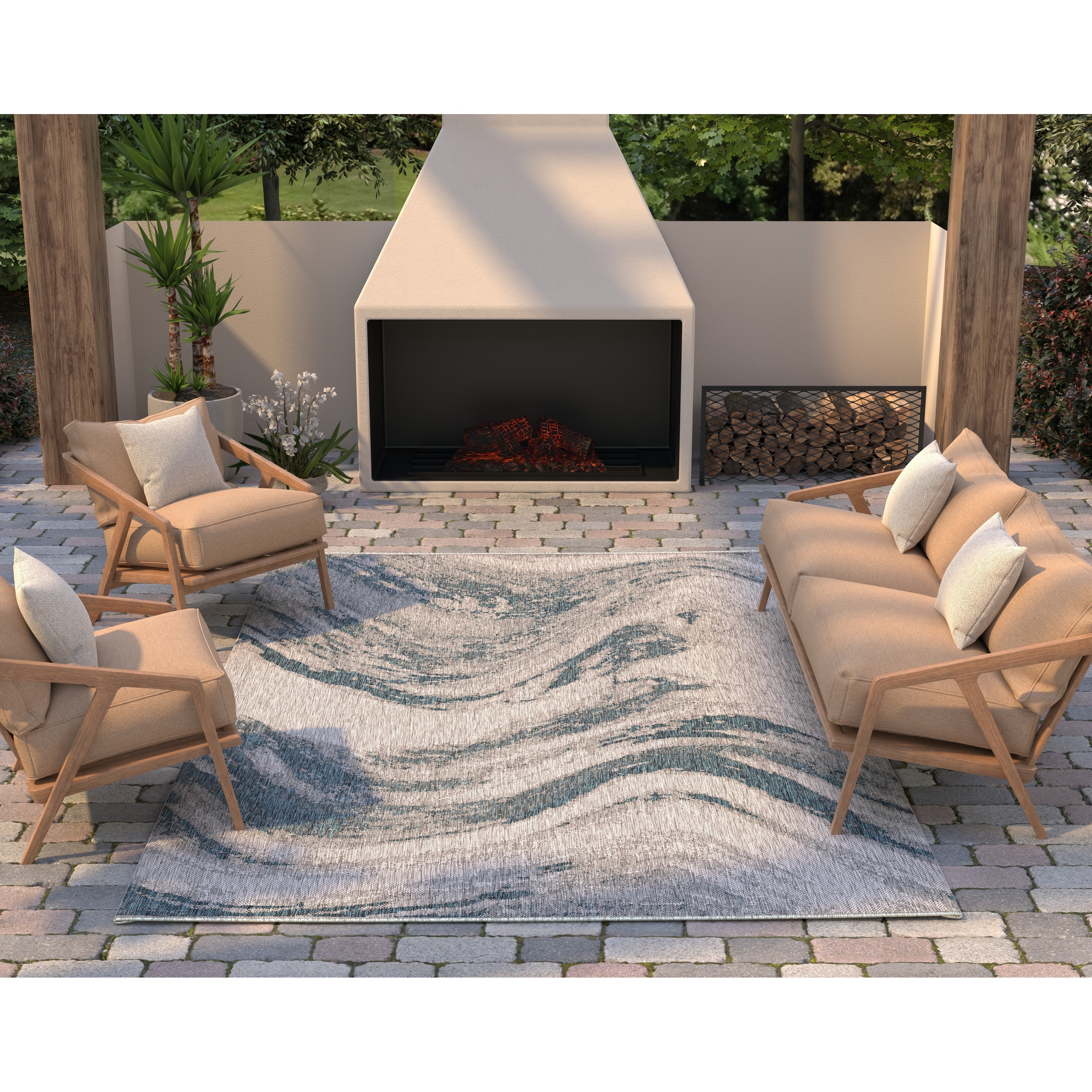 Bovence Global Wave Modern Indoor/ Outdoor Area Rug by Havenside Home