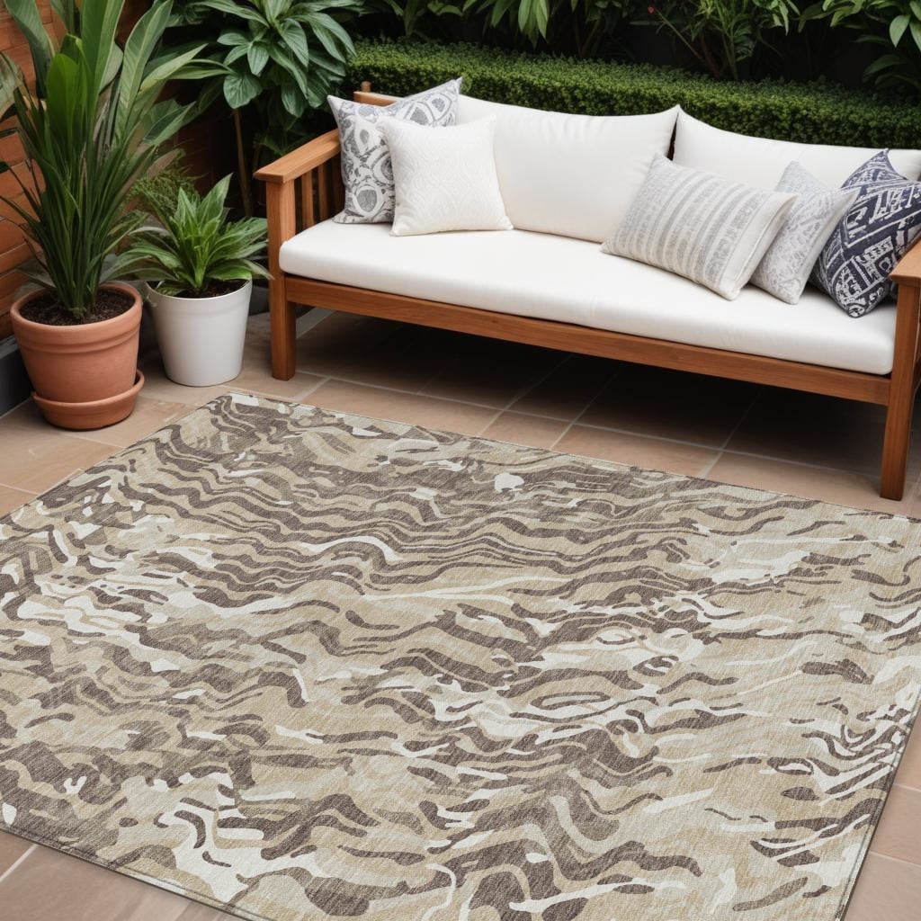 HomeRoots Abstract Transitional Rectangle Outdoor Rug