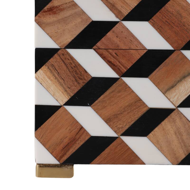 Resin Decorative Boxes with Metallic Accent (Set of 2) - 5" & 2" Black - 14" x 8" x 5.25"