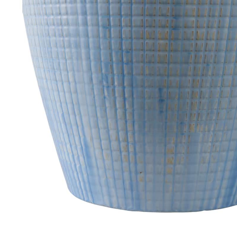 Ceramic Garden Stool Indoor or Outdoor Textured Design - 18" Blue