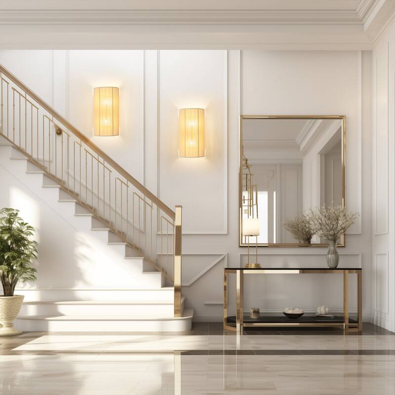 2-Light Modern Boho Natural Ivory/Black Hand-Woven Rope Fabric Flush Mount Wall Sconces