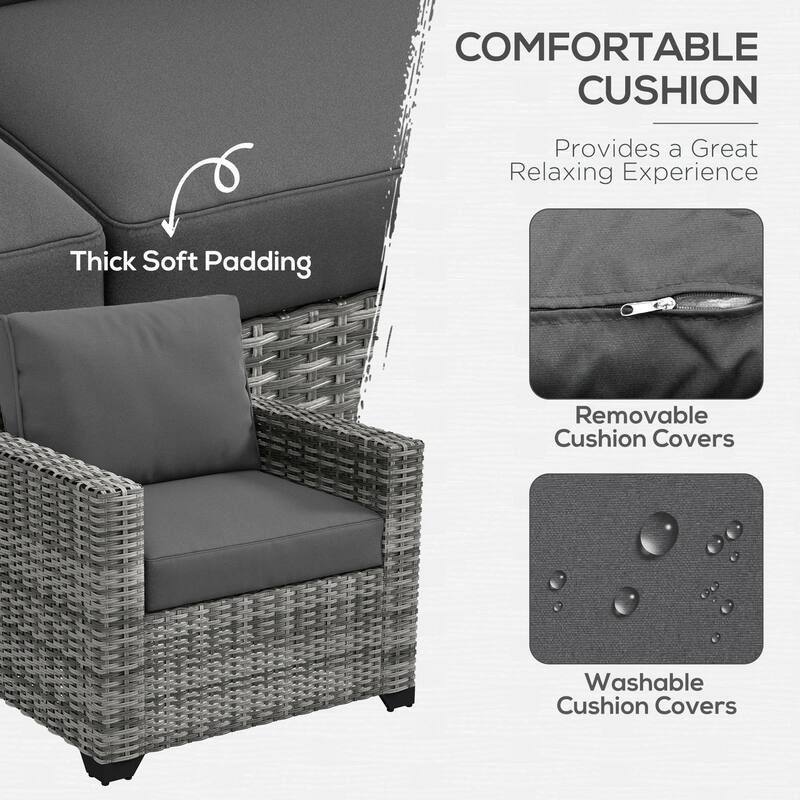 Patio Furniture Set, Cushions, Sofa, Loveseat, Storage Table