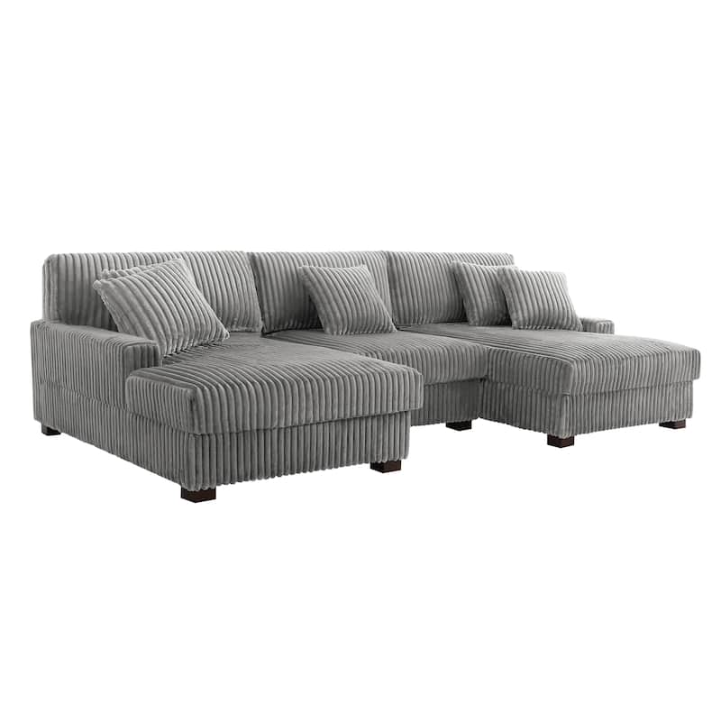 118.4"W Plush Modular Sectional Sofa with Pillows